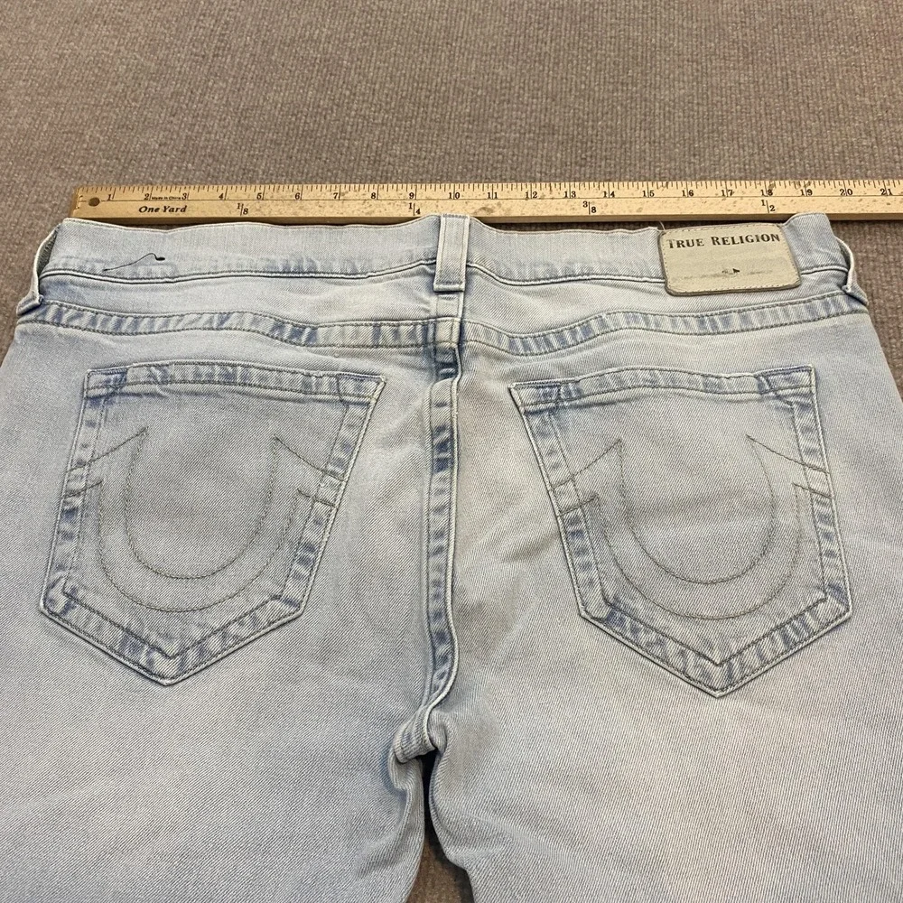 True Religion Rocco Relaxed Skinny Jeans Mens 38x32 Light Wash Stretch Denim